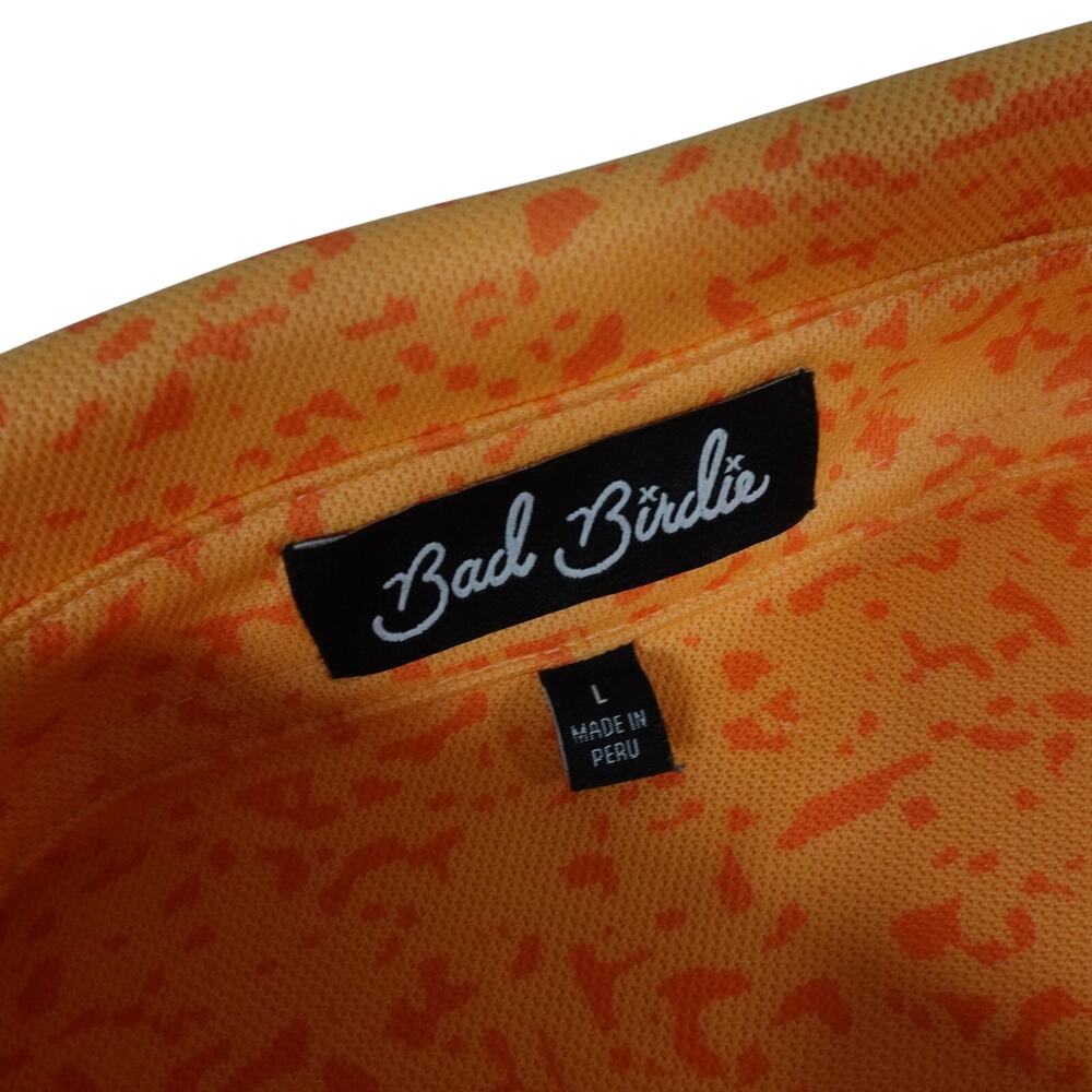 Bad Birdie Performance Camo Orange Golf Polo Shirt Men's Large - Picture 3 of 7